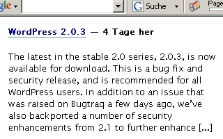 WordPress 2.0.3 Update