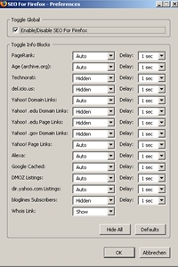 SEO for Firefox Preferences SEO for Firefox Preferences